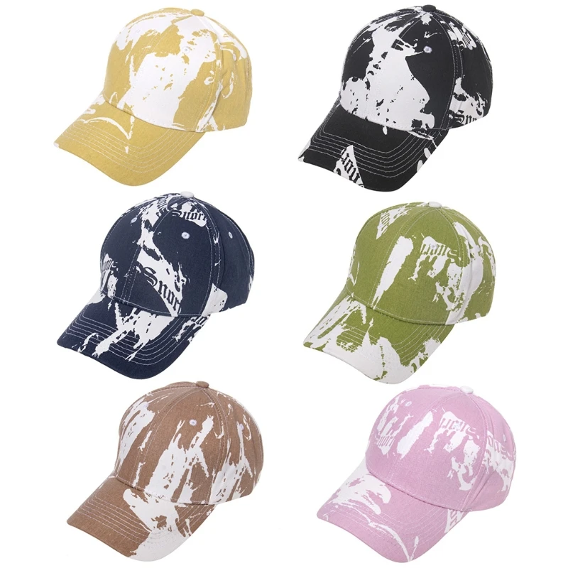 

Unisex Summer Sunscreen Baseball Multicolor Tie-Dye Letters Print Harajuku Sport Adjustable Trucker Dad Hat