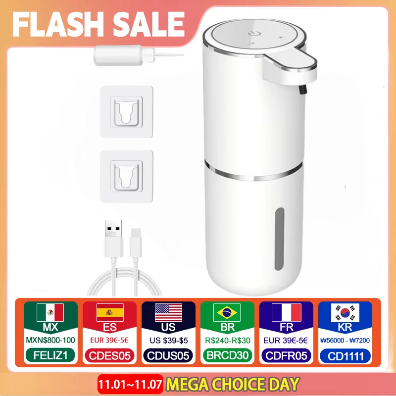 Xiaomi Smart Soap Dispenser Touchless Foaming Soap Dispenser 380ml USB Rechargeable Electric 4 Level Adjustable Soap Dispenser