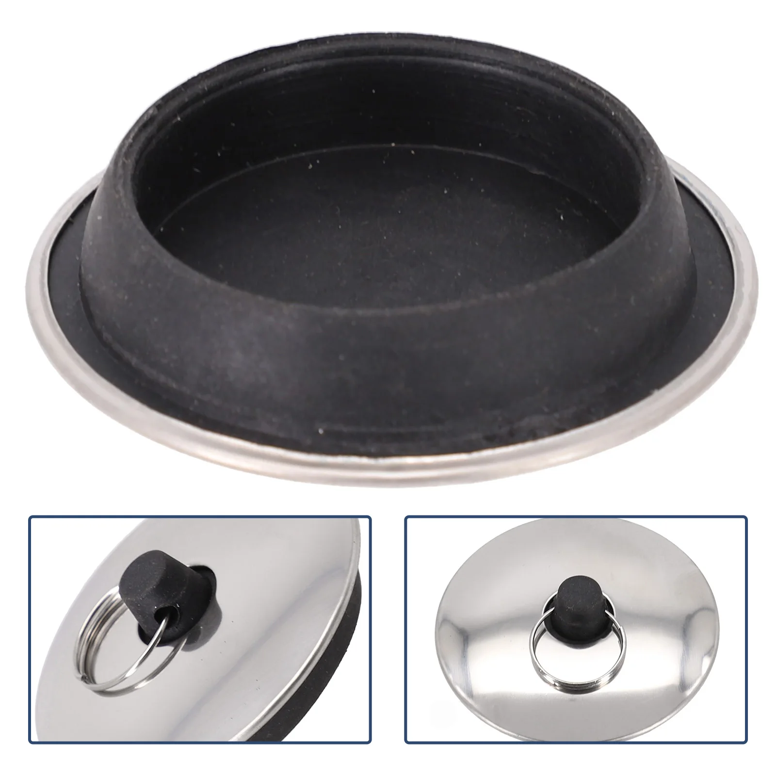 1x Rubber Sink Plug Drain Stopper Fit 40mm With Ring Sink Strainer Stopper Laundry Leakage-Proof Plug Total Height: 18mm