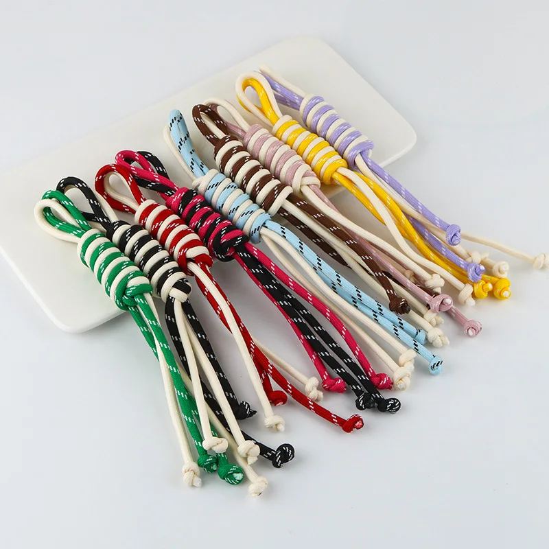 Multi Color Trendy Contrasting Design Nylon Hand Rope Keychain Hand Woven Design Bag Hanging Decoration Key Ring