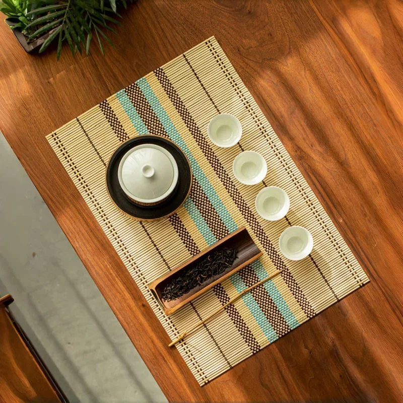 Bamboo Tea Mat Home Desktop Kung Fu Teaware Anti-scald Heat Insulation Cushion Kindergarten Dining Table Decoration Mats