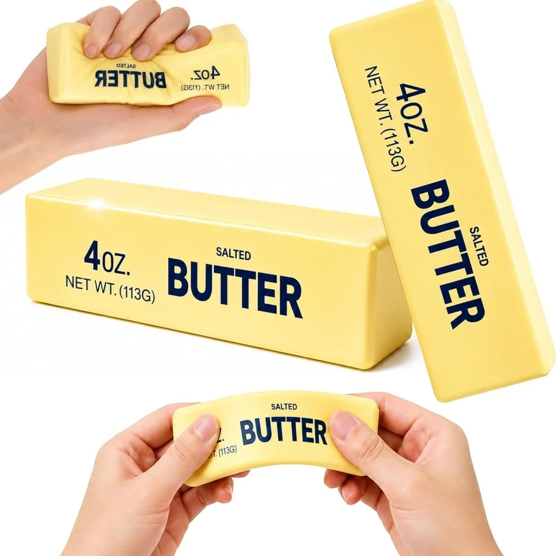 2-Piece Set of Soft Butter Squeeze Toy Bag for Sensory Stress Relief, Anxiety Relief Party, Soft Butter Small Gift, Butter Stick