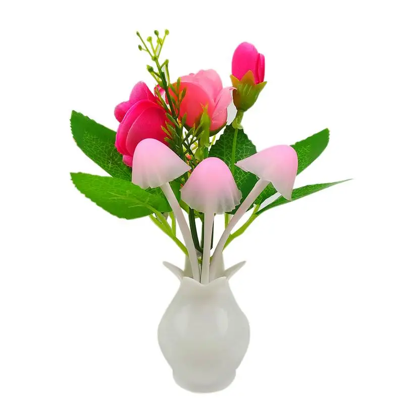 LED Colorful Flower Lamp Night Light Luminous Lamp EU/US Plug Sensor Home Bedroom Decoration Fancy Lighting Plant Nightlight
