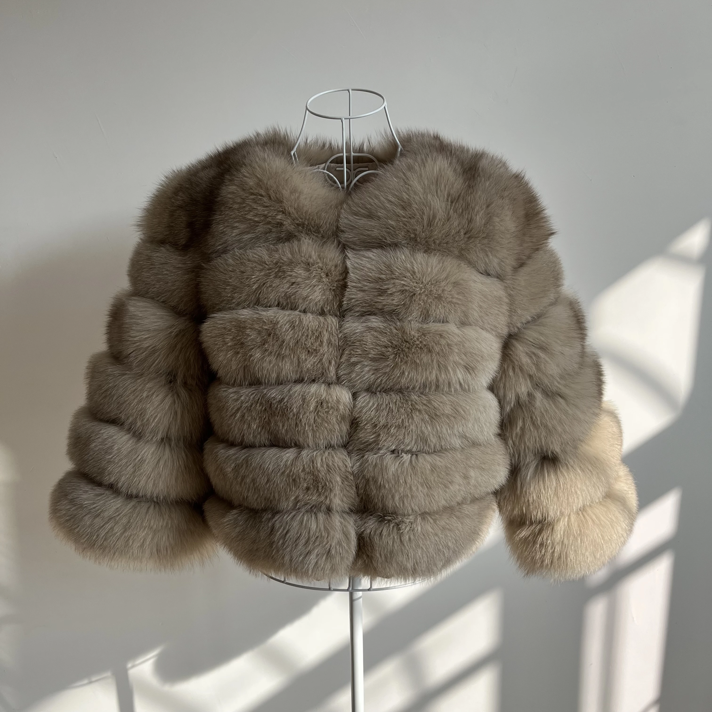 Boutique-Veste en Fourrure de Renard group 100% Naturelle pour Femme, Manteau d'Hiver de Luxe, Pardessus Court, Vente en Gros, Vêtements de Thanksgiving Chauds, 10XL