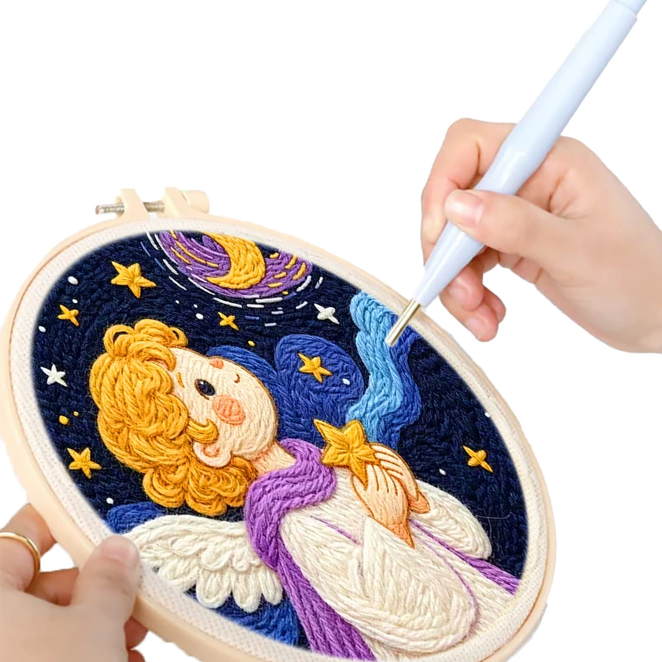 GATYZTORY embroidery punch needle starter kit people For Beginner Tufting for needlework and creativity Diy 20x20cm Gift Stitch