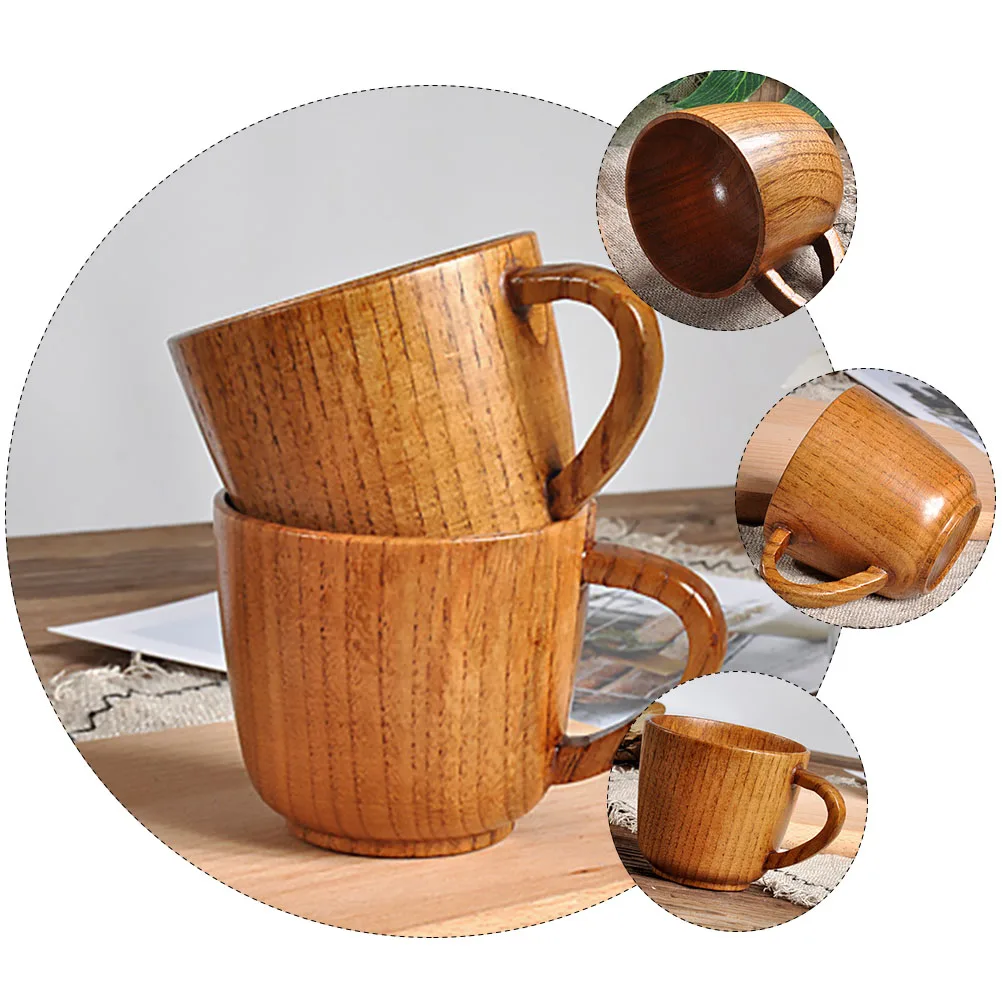 

Stylish Wooden Coffee Cup Creative Drink Mug Natural Wood Thermal Insulated Glass Cold Beer Cups for Home Office