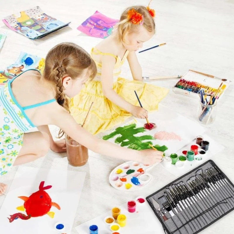 

24 шт. набор кистей для акрилового масла, акварельной гуаши, акварельная кисть, акриловая кисть с чехлом для переноски, лучшая