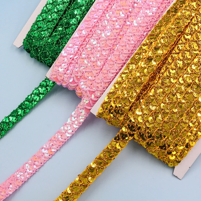 

30 Meter Sequin Lace Trim 1.5cm Width Braided Band Decoration Ribbons DIY Cosplay Stage Costumes Hat Clothing Sewing Accessories