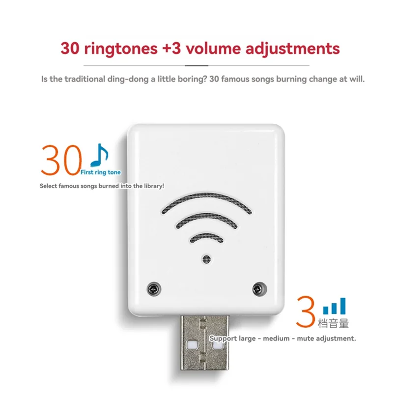 Campanello senza fili Smart USB Campanello per porta Ricevitore campanello wireless notturno per la cura del letto Callabgi