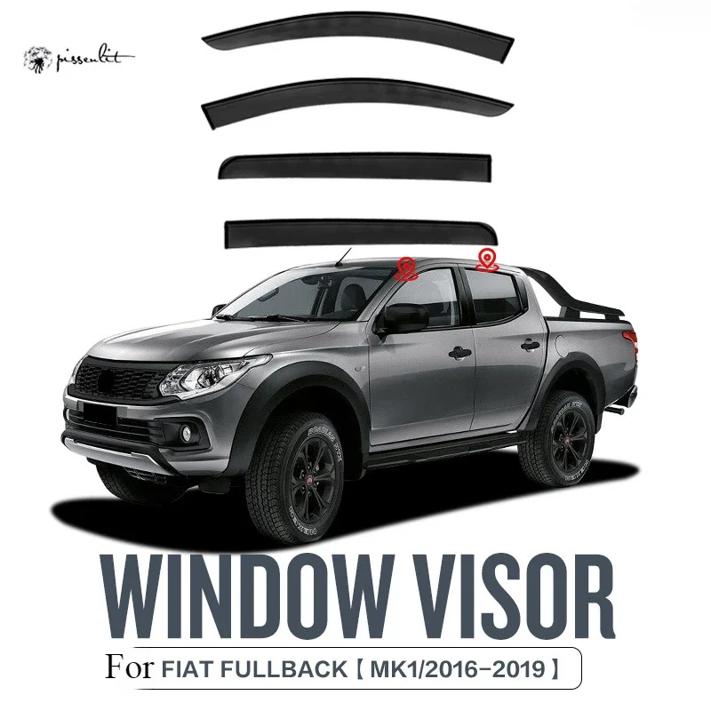 For FIAT Fullback MK1/2016-2019 Weathershileds Windshield Deflector Sun Guard Rain Vent Cover Trim,Bright Strip Accessories