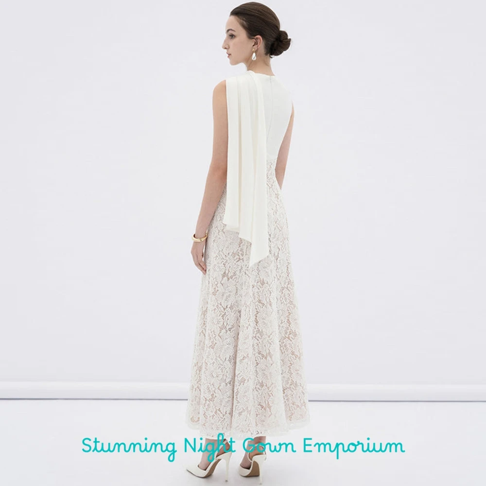 Delicate White Lace Evening Dress Elegant O-Neck Sleeveless Party Dresses Fashion Zipper Back Customized Special Occasion Gowns image 6
