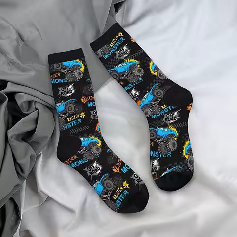 Truck Cool Monster Car Novelty Socks For Men Women, Funny Crazy Crew Socks Casual Dress Socks Gifts