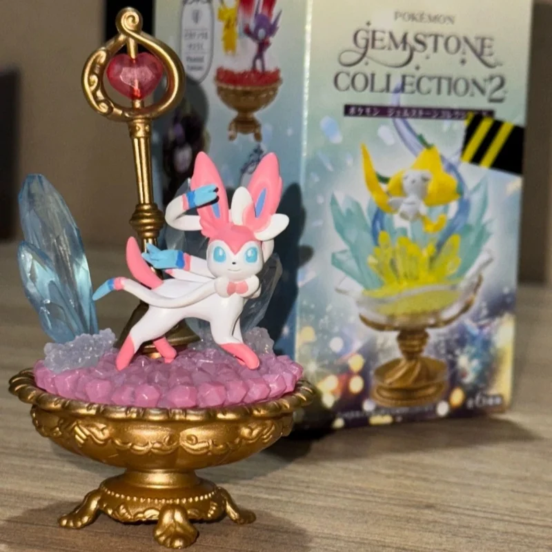 Pokemon Re-Ment GEM STONE COLLECTION Estatuetas - Dragonair Lustre Pikachu Sableye Sylveon Whimsicott Jirachi Modelo Brinquedos