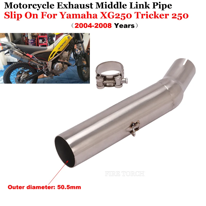 Slip On For Yamaha Tricker XG250 XT250 XG 250 2004 - 2008 Motorcycle Exhaust Escape Middle Link Pipe Connecting 51mm Muffler