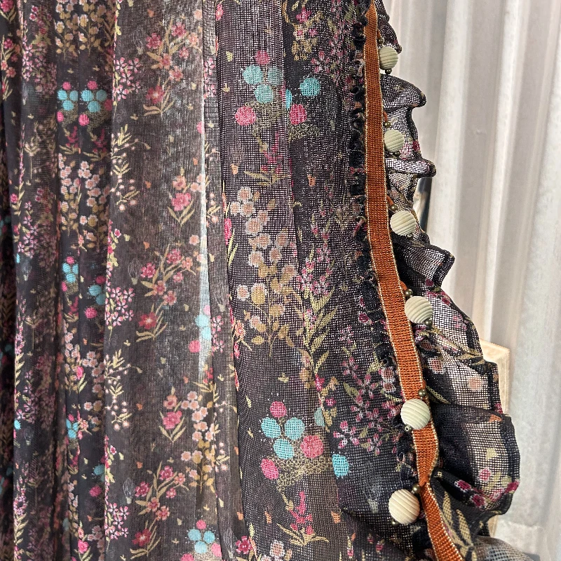 New French Retro Printing Lace Window Screen Curtains for Living Room Bedroom French Window Customized Finished Balcony