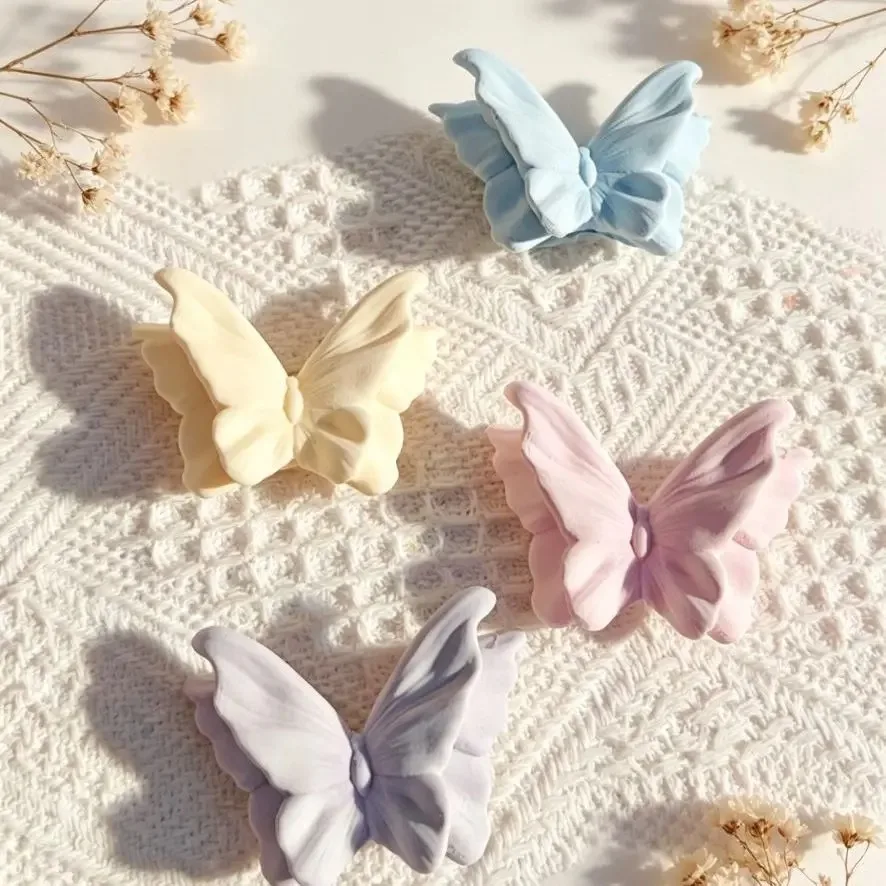 Colorful Plaster Butterfly Wall Decor with No-Nail Glue 3D Gypsum Art for Living Room Bedroom Home Kids Room Decoration