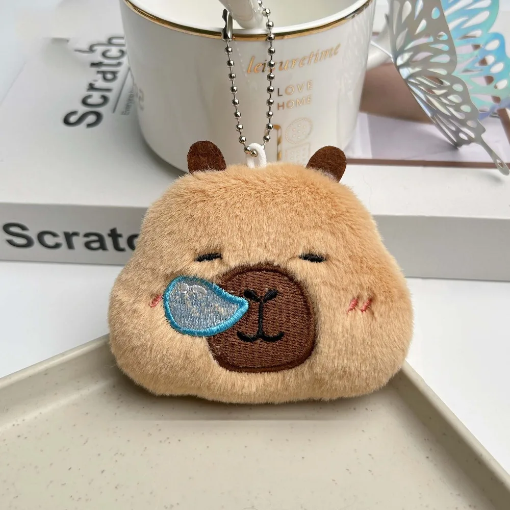 Porte-clés en peluche Capybara Squint pour filles, décor de clé de voiture, cœur bipeur, simulation de porte-clés, pendentif animal de dessin animé doux