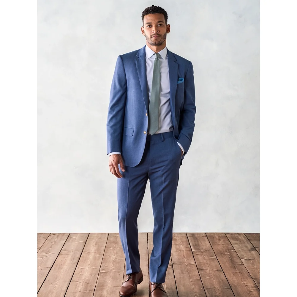 

Formal Notch Lapel Single Breasted Men Suits 2 Piece Summer Solid Groom Wedding Tuxedo Business Office Casual Slim Male Suit