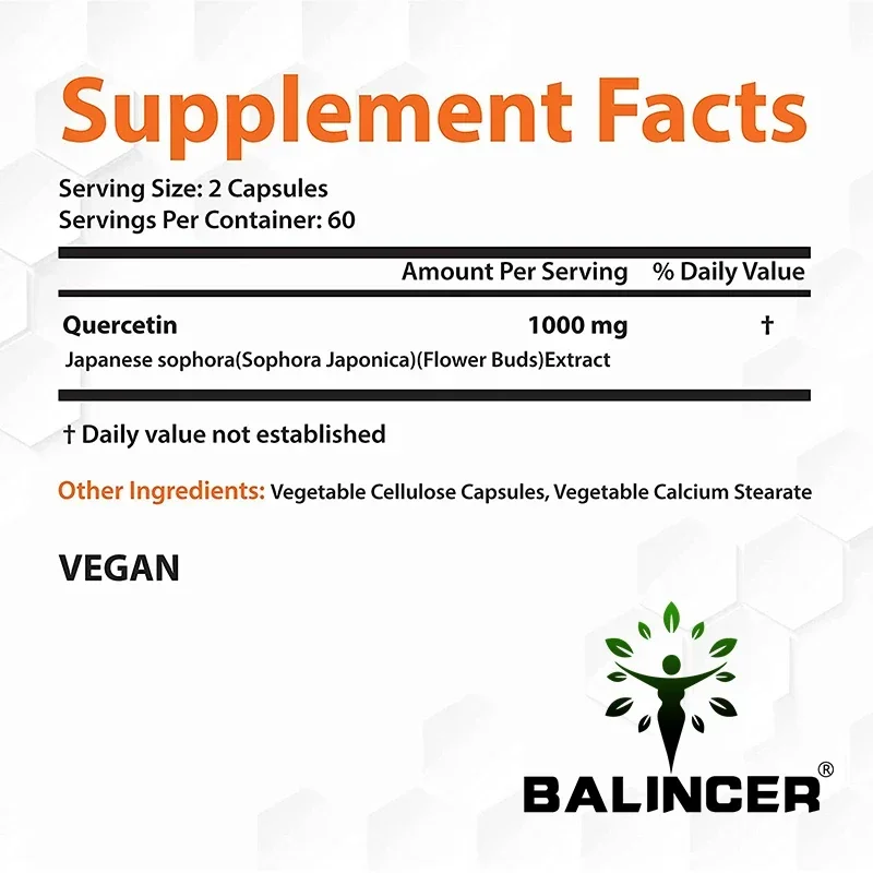 Quercetin-Kapseln-Antioxidans, unterstützt das Immunsystem und die kardio vaskuläre Gesundheit