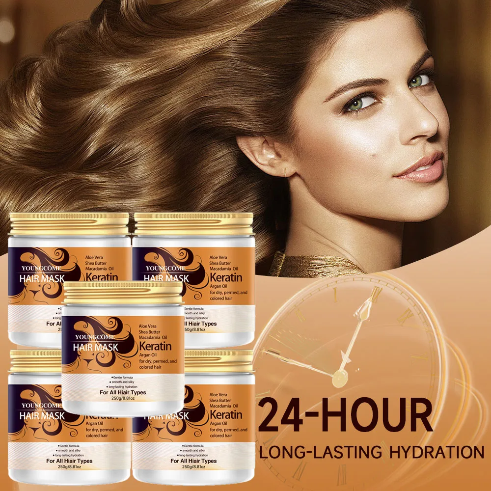 

2in1 Keratin Mask set - Straightening + Color Protect, UV Shield, Vegan Formula, for Curly/Coily Hair 250g Value Pack 1/5set