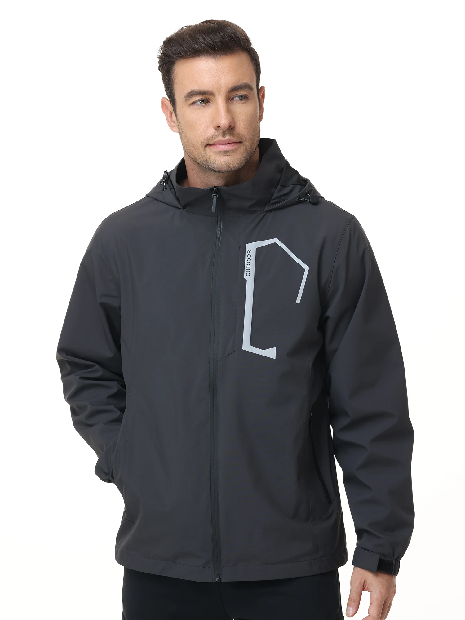 Sommer Herren Outdoor-Jacke Wasserdichte Regenjacke, Dünne Regenjacke mit Mehreren Taschen für Camping Wandern Radfahren Angeln – Detail 7