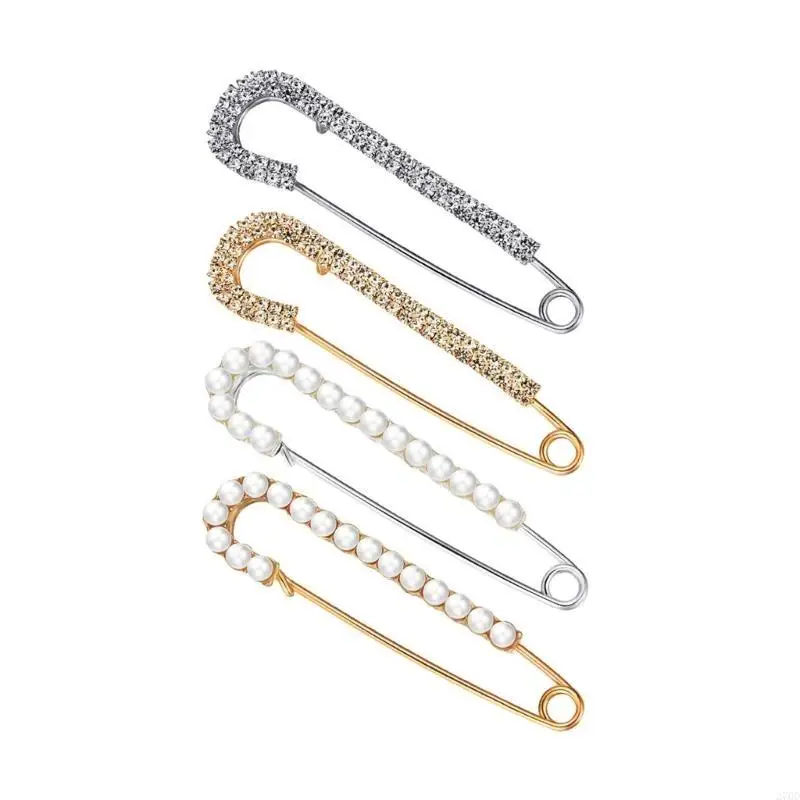 

270D 4pcs Sophisticated Brooch Pin Trendy Shawl Hat Clip with Elegant Pearls for Sweater Shawl Hat Clothing
