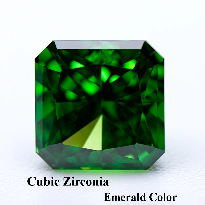 

Cubic Zirconia Crushed Ice Cut Emerald Color Asscher Shape Charms Beads for Diy Jewelry Making Rings Materials No Certificate