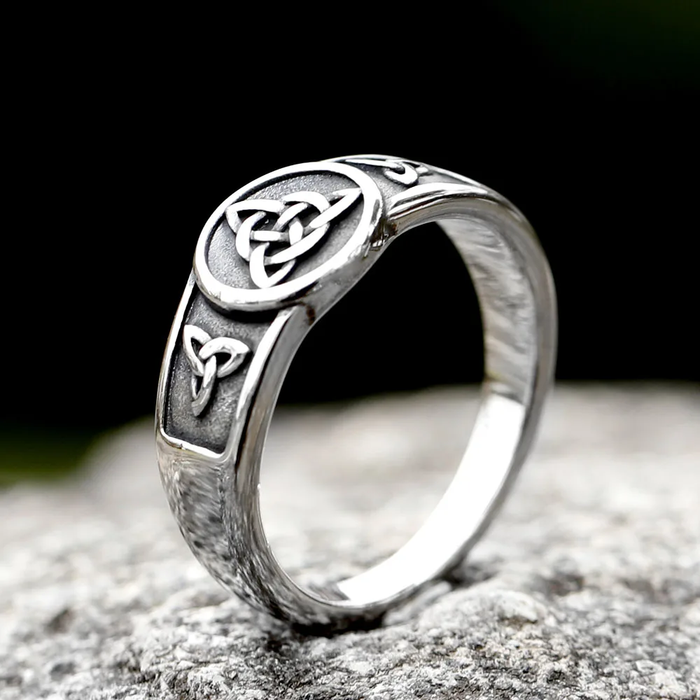 2023 Witch Knot Stainless Steel Ring Wiccan Cross Celtics Knot Women Rings Witchcraft Good Luck Protection Amulet JEWELRY