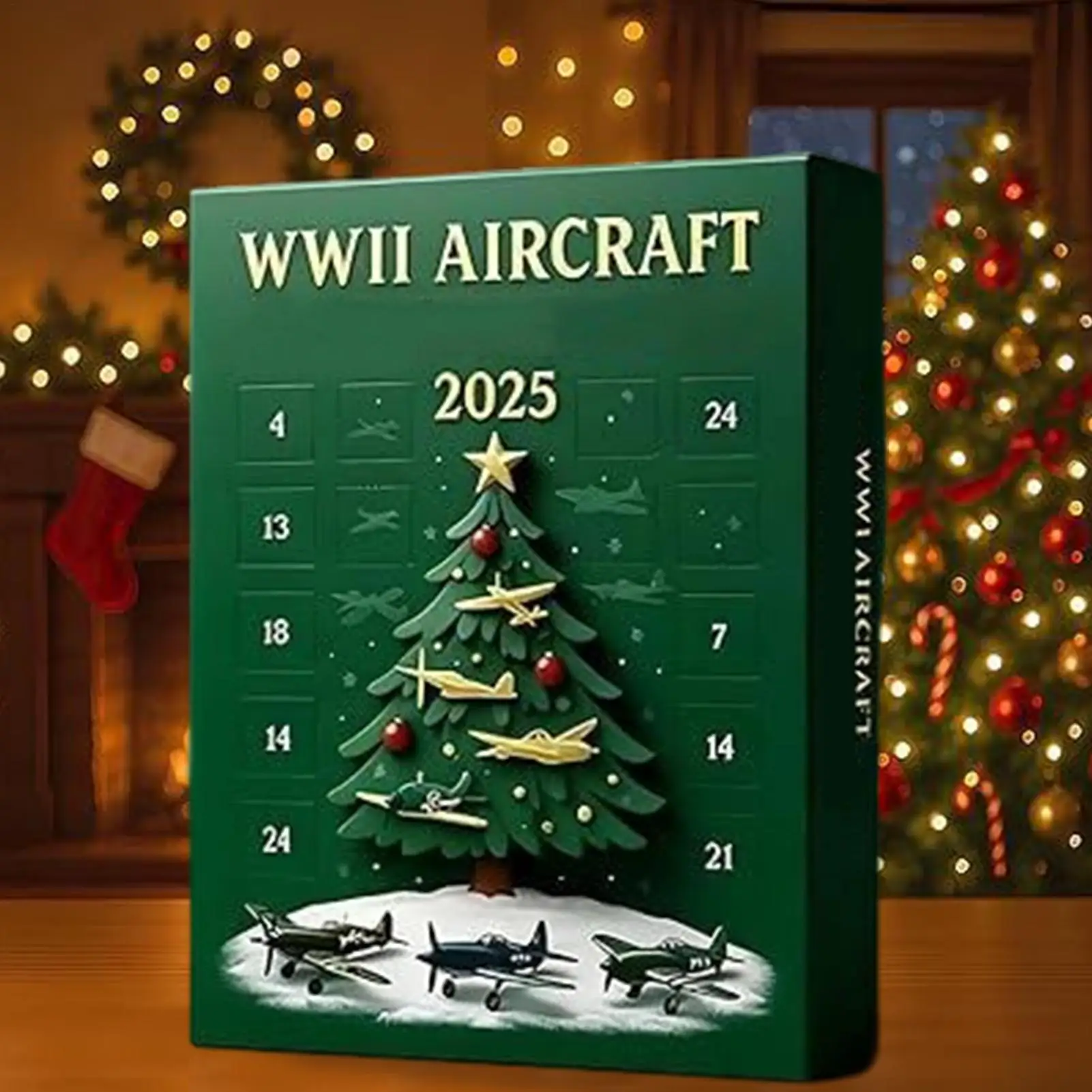 Calendario de cuenta regresiva de Navidad con dije de caza acrílico Calendario de cuenta regresiva de Adviento de Navidad con colgante de 24 aviones para mujer
