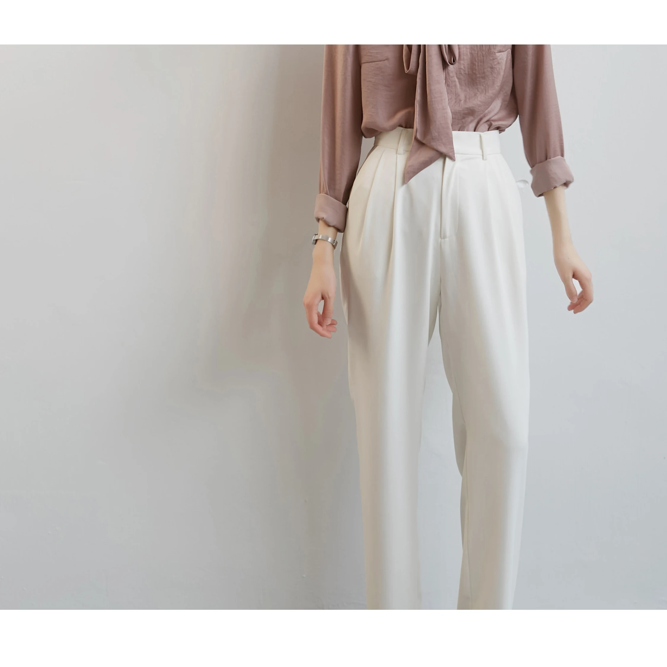 

White Non-Lightweight Hanger Sensation Suit Pants Nine Points Commuter Profional High Waist Slimming Casual Women's Pants