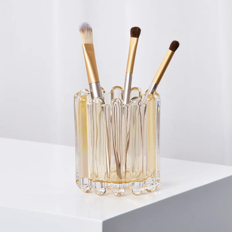 Cosmetic Brush Storage Box Living Room Bedroom Desk Light Luxury Ornaments Makeup Brush Eyebrow Pencil Crystal Glass Pen Holder