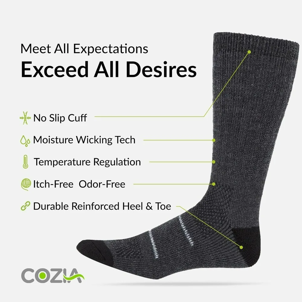 Wool Socks Casual Warm Socks for Winter Cozy Boot Socks for Men & Women