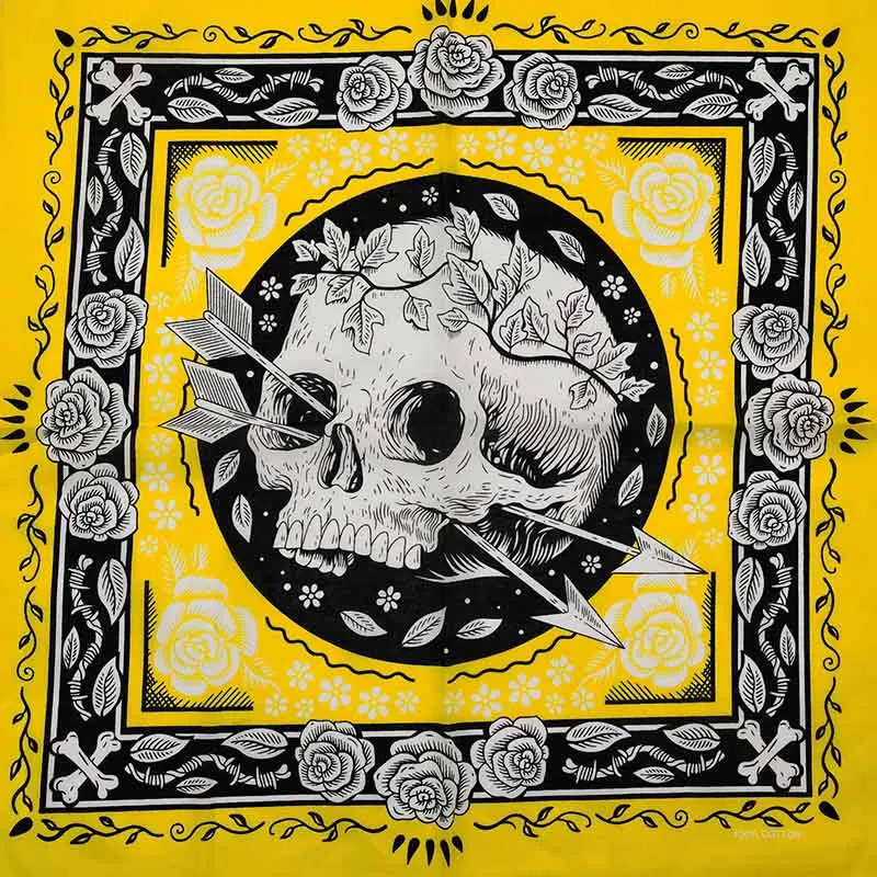 Totenkopf-Bandana, modisch, Hip-Hop, 100 % Baumwolle, quadratischer Schal, schwarz, Paisley-Fahrrad-Stirnband für Damen/Herren/Jungen/Mädchen
