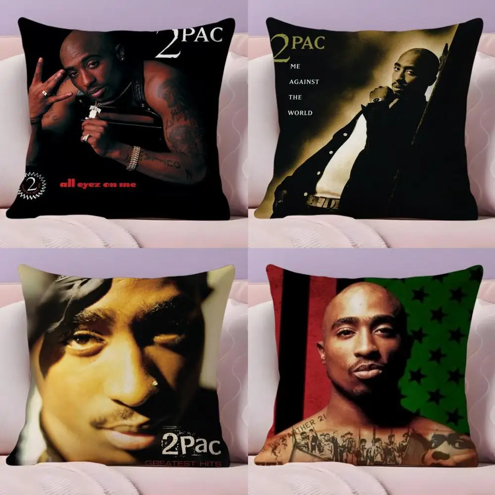 2P-PAC Tupac S-Shakur Pillow Case Plush Fabric Soft Double-Sided Printed Sofa Warm Winter Home Gift Cushion Cover
