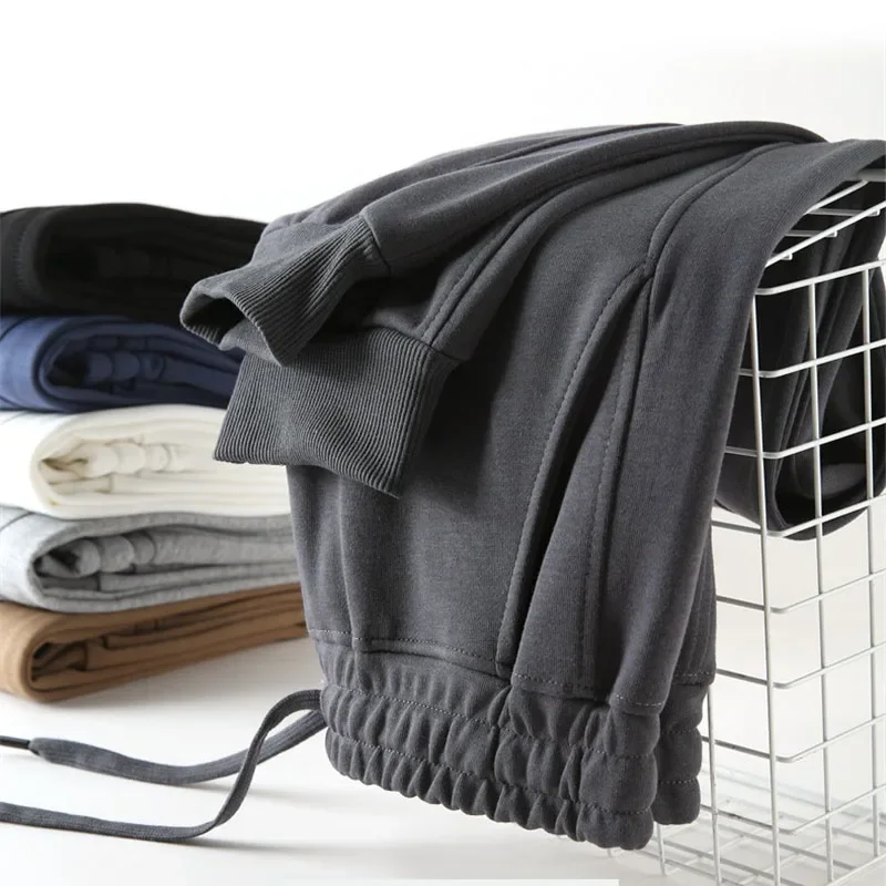Frauen Verdicken Baumwolle Jogginghose Elastische Taille Bündel Fuß Gerade Hosen Fleece Warme Lose S-5XL Casual Hosen XT1536