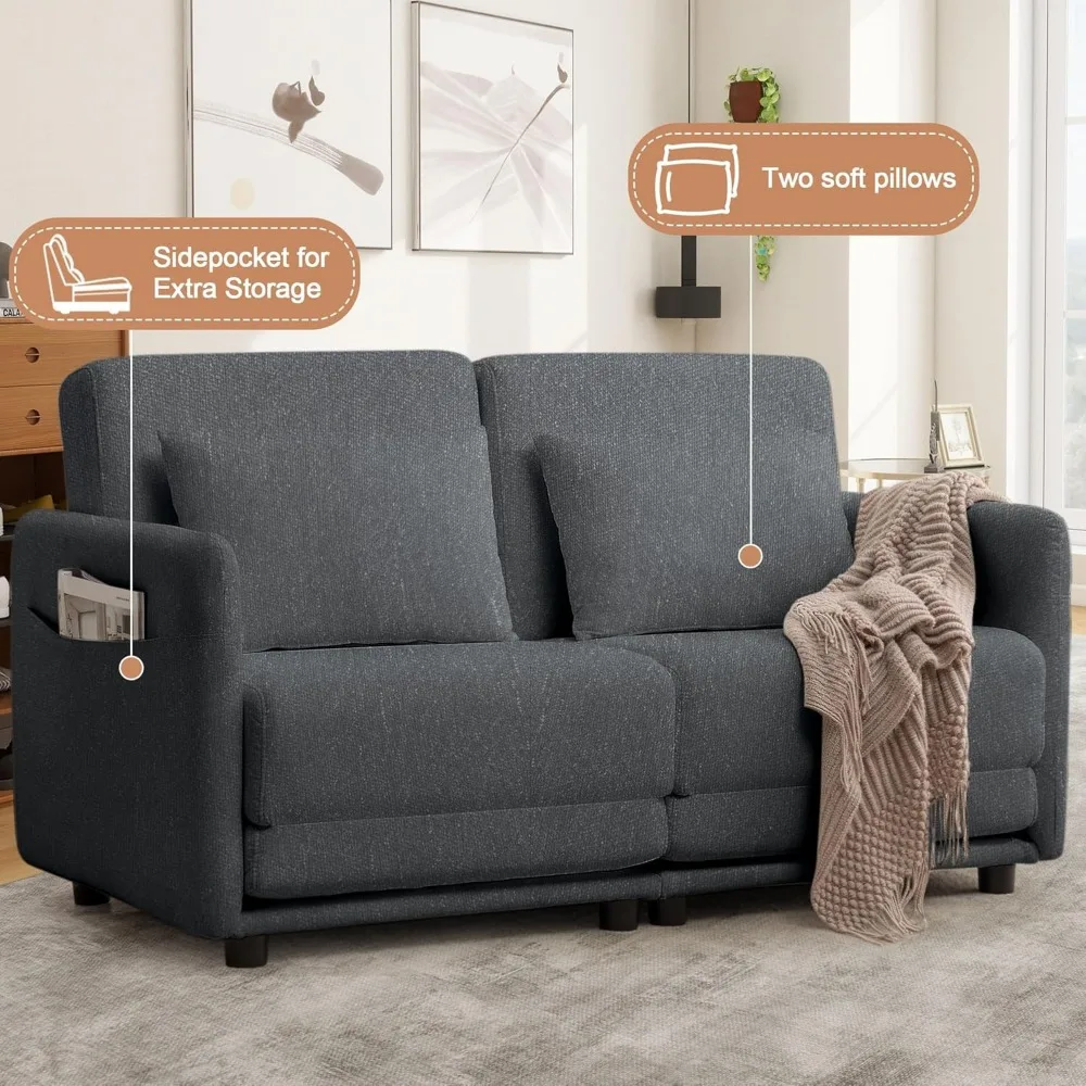 أريكة سرير فوتون صغيرة الحجم بالكامل من GEEYOO، مقعد محبب قابل للتحويل