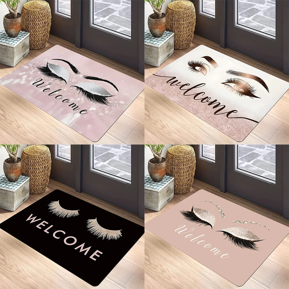 

Eyelashes Print Floor Mat Polyester Home Carpet Non Slip Entryway Rug Living Room Bathroom Bedroom Kitchen Doormat