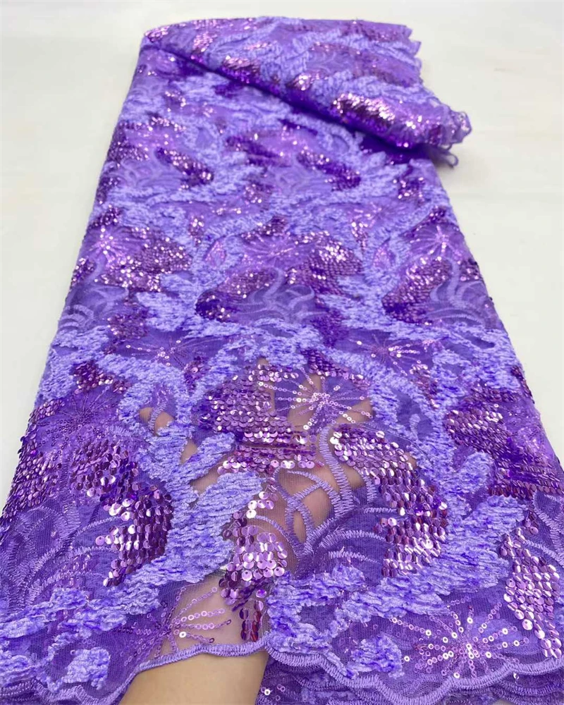 Tela de encaje de red francés de alta calidad con tul de lentejuelas de lujo para vestidos de fiesta de boda costura de estilo nigeriano última moda
