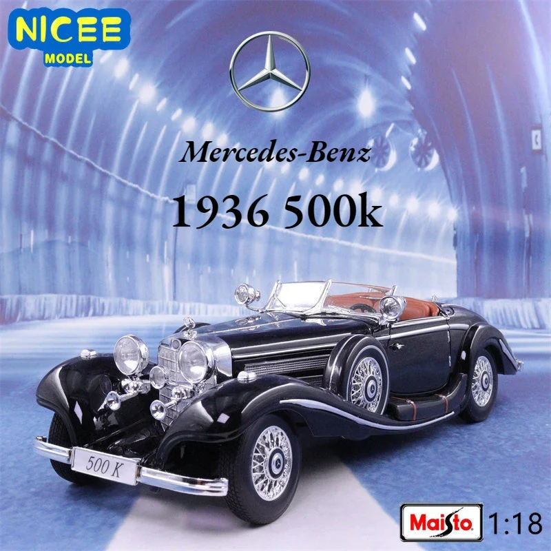 Maisto 1:18 1936 Benz 500k Vintage Car Classic Auto Metal Alloy Diecasts Car Model Vehicles Toys Kids Gift Collection B285