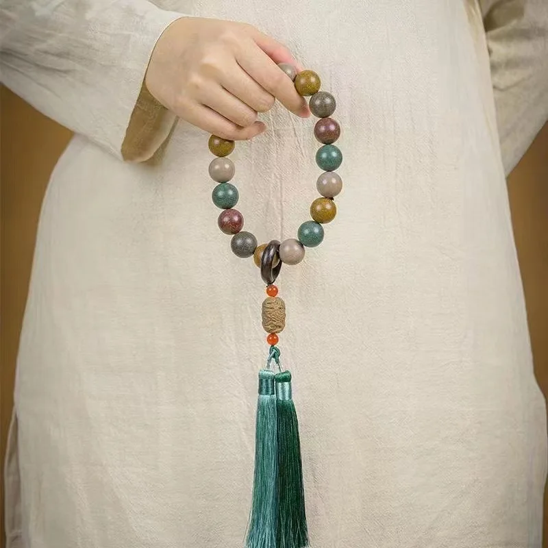 

Натуральный винтажный браслет из бисера с пятью элементами для ароматерапии, медицинские ароматы, 18 бусин, четки ручной работы