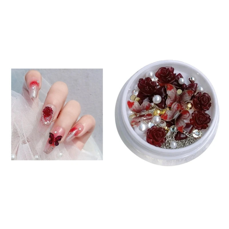 Nail Art Pearl-decorazione papillon ciondolo gioielli ornamenti Manicure