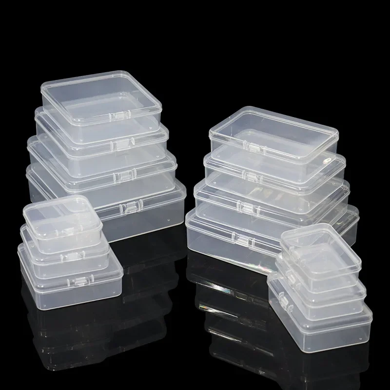 Square PP Plastic Box Rectangular Storage Transparent Flip Cover One-Piece Storage Parts Product Dustproof Jewelry Packaging New