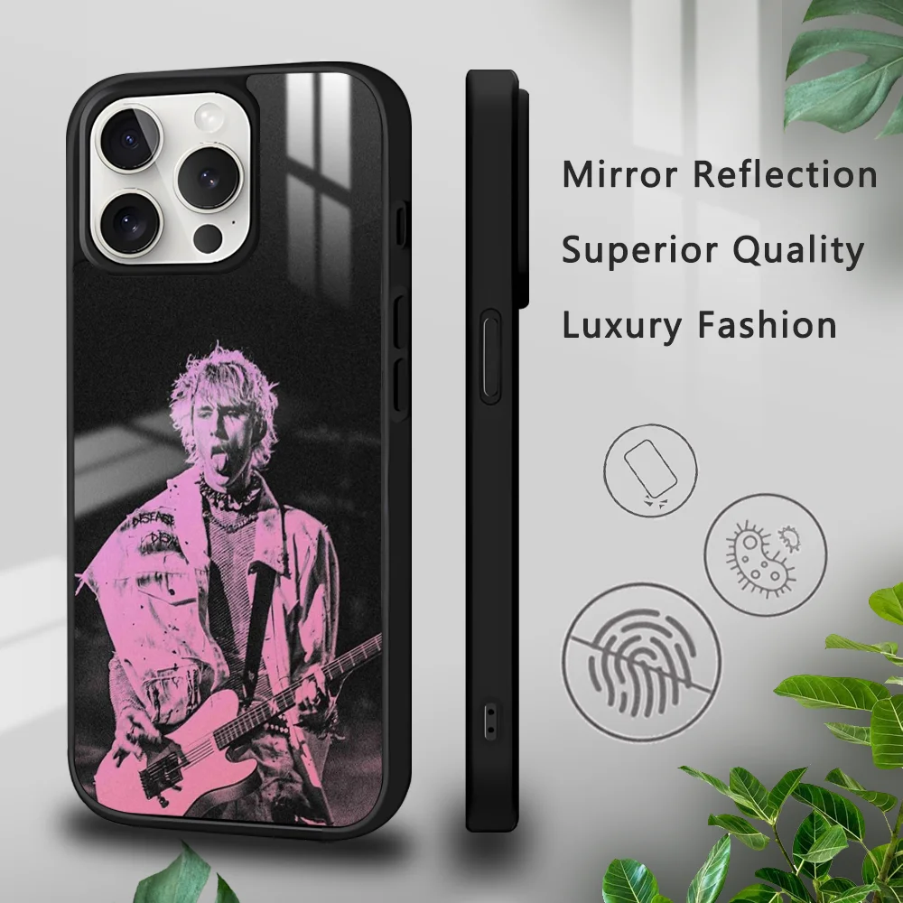 

Fashion MGK M-Machine-Gun-n Kelly Phone Case For iPhone 15 14 13 12 11 Pro Xs Max Mini XR X 7 8 Plus luxury Mirror Hard Funda