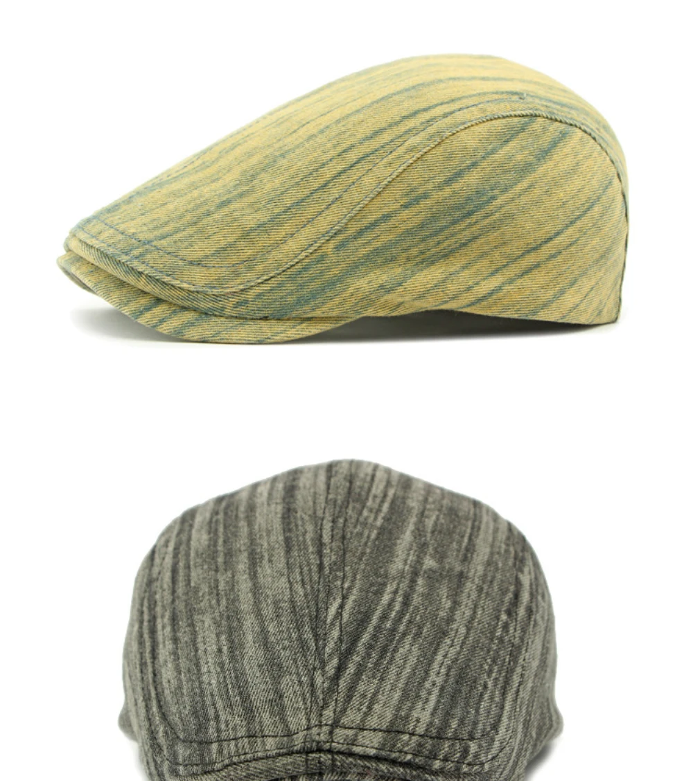 HT4724 Plus Größe Berets für Männer Frauen Neue Gewaschen Denim Baskenmütze Hut Einstellbare Ivy Flache Kappe Männlich Weiblich Frühling Herbst Baskenmütze Kappe – Detail 8