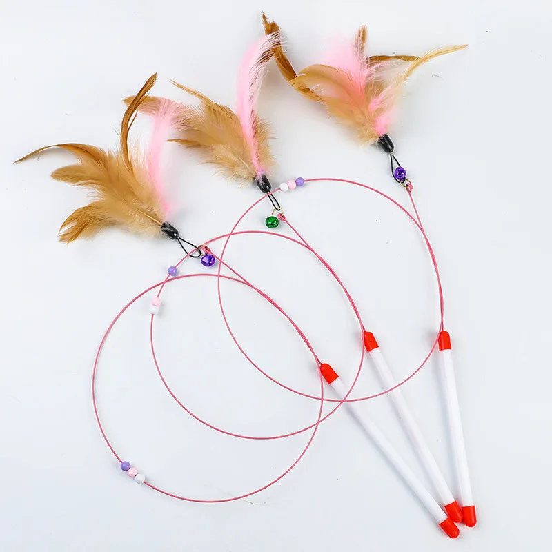 

Cat Toys Classic Funny Cat Stick Wire Feather Resistant To Bite Funny Cat Stick Pet Cat Toy Supplies