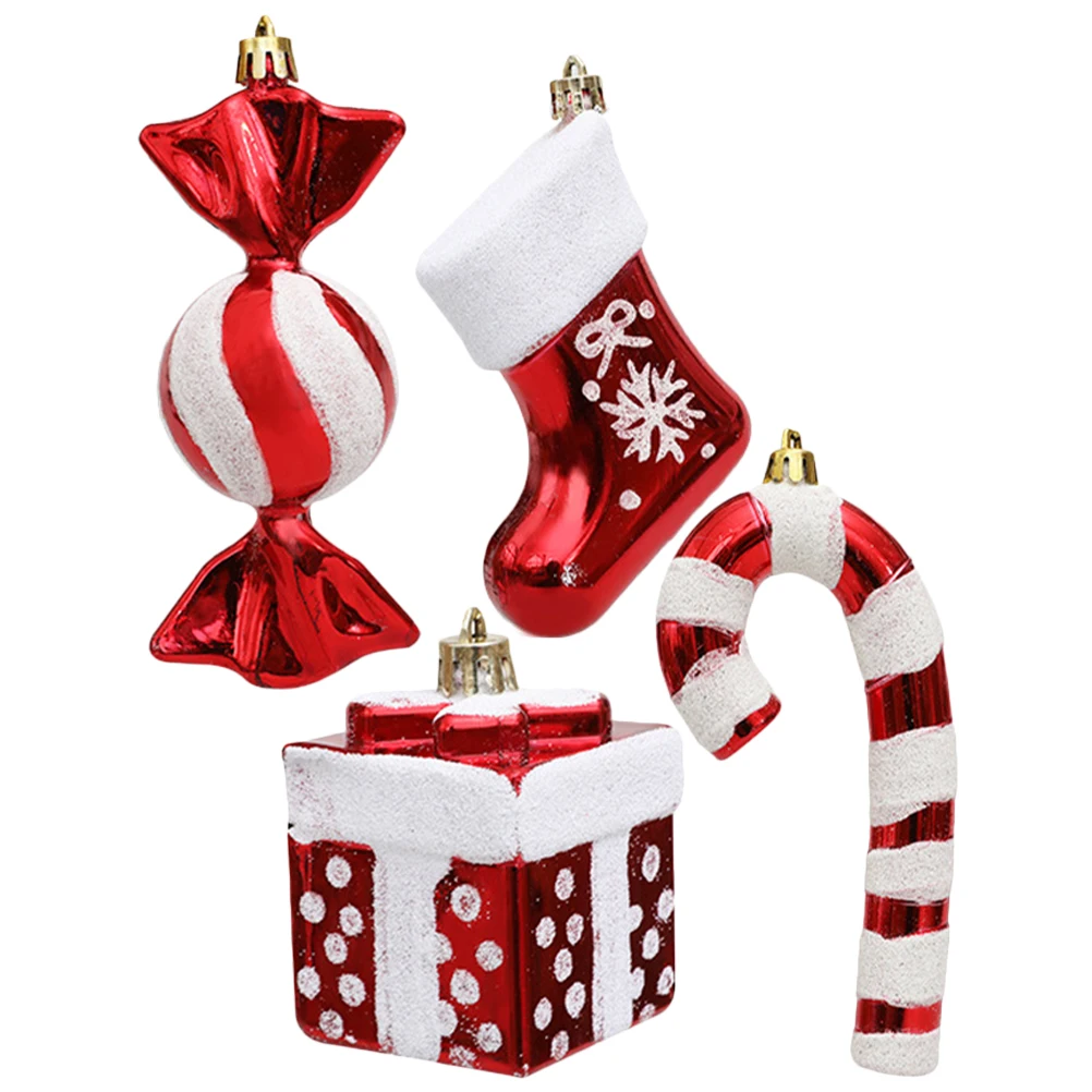 

4 Pcs Candy Cane Pendant Tree Decorations Christmas Small Ornaments for Plastic