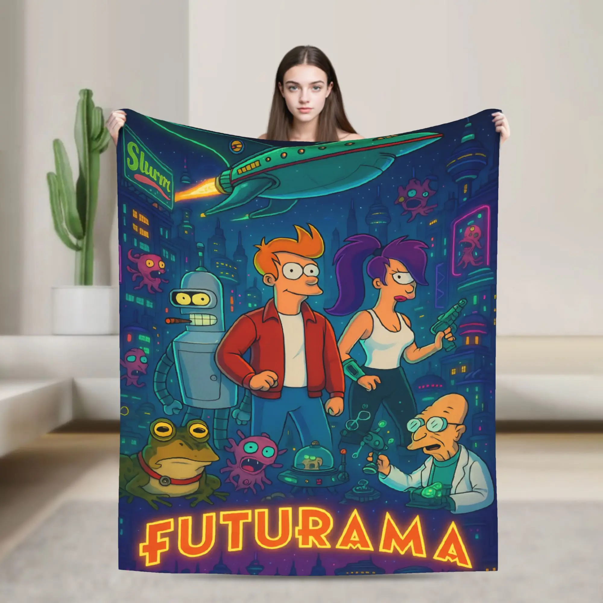 

Futuramas Cartoon Comic Blanket Cozy Soft Throw Blankets for Bed 50x60 Inch Multiple Sizes Bedding Throws