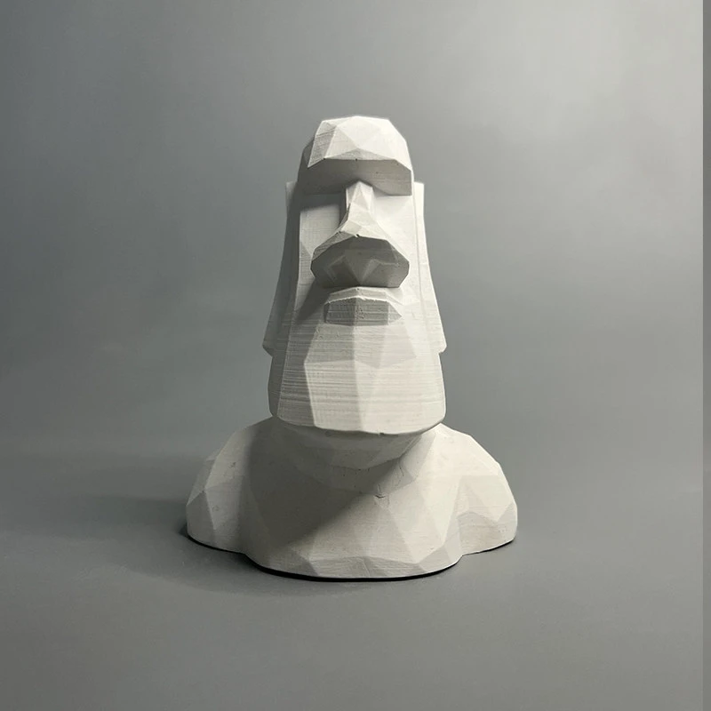 Geometric Moai Statue Easter Island Portrait for Office Desk Decor Modern Minimalist Plaster Figurine Home Shelf Ornament Gift
