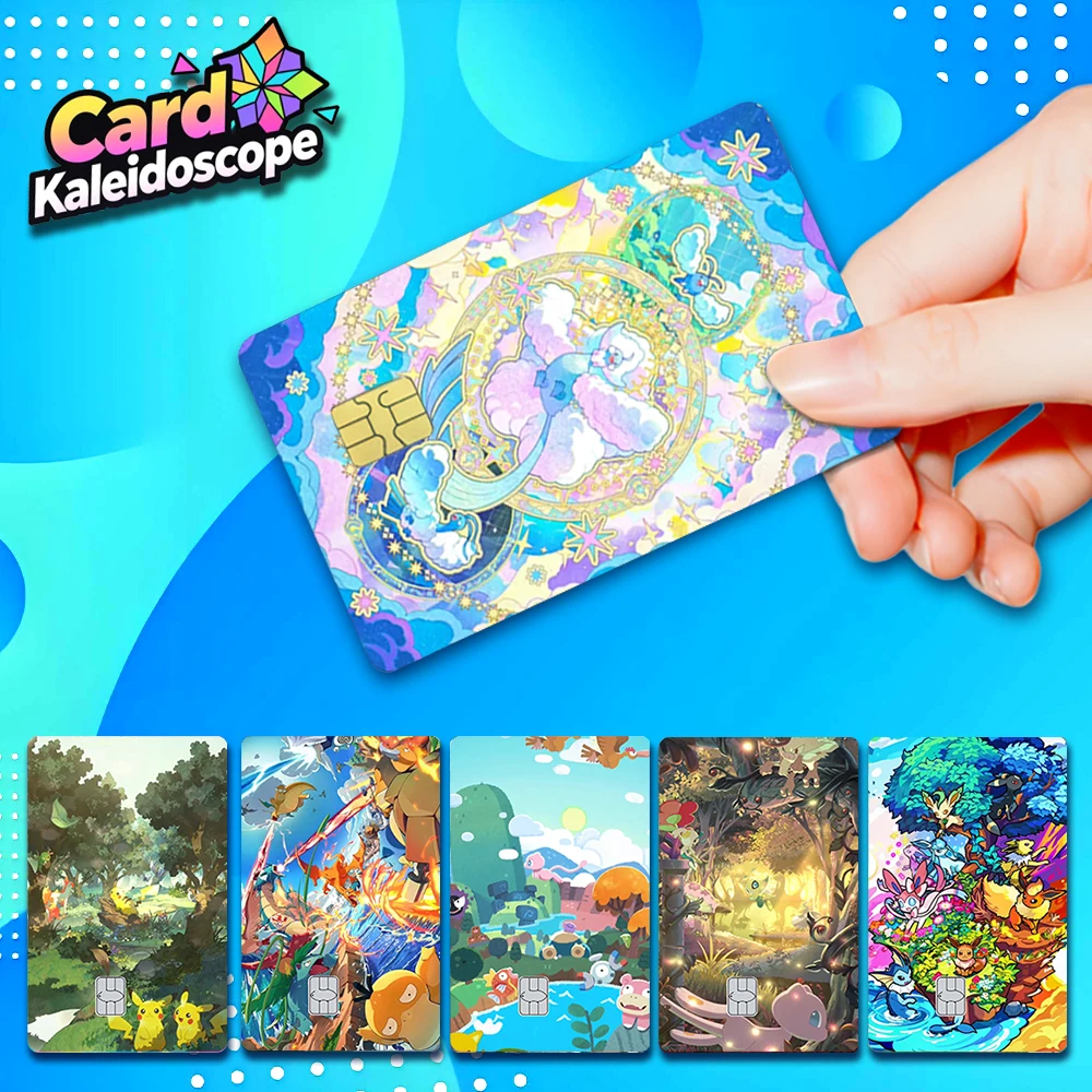 【S12】 PTCG Pocket Card Illustration‌ Series Credit Card Skin Pocket Monsters Stickers for VISA JCB and Other IC Card Decorations