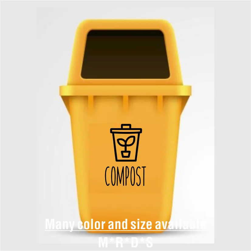 Trash and Recycle Rubbish Trash Can Wheelie Bin Vinyl Sticker Compost Decals Farmhouse Laundry Pantry Kitchen Organization Decal